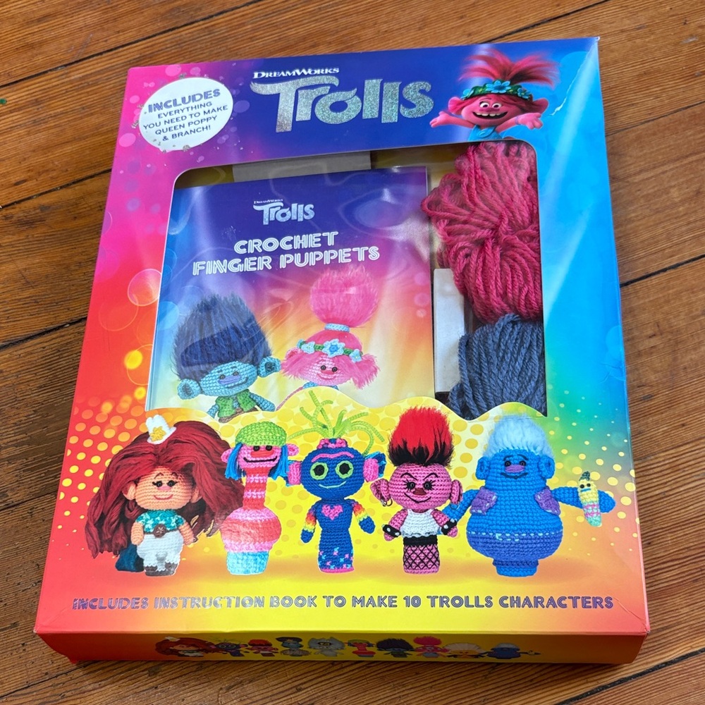 DreamWorks Trolls Crochet Finger Puppets Kit - Red, Blue, Pink